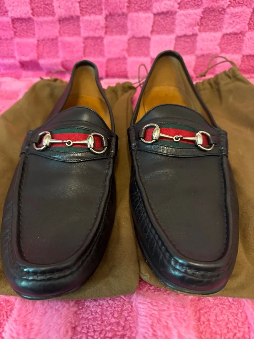 Gucci style Black Leather Men’s Horsebit Loafers w/ Red Web US 12.5 EU 47/46.5 - Picture 3 of 5